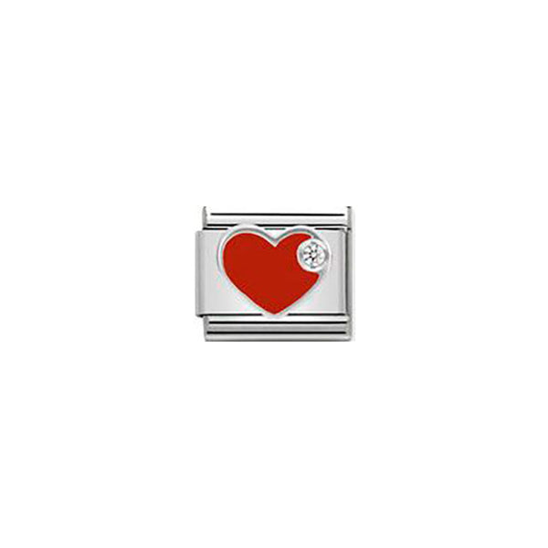 Composable Classic Simbols Stainless Steel, Enamel, 1 Cubic Zirconia and Sterling Silver - Red Heart