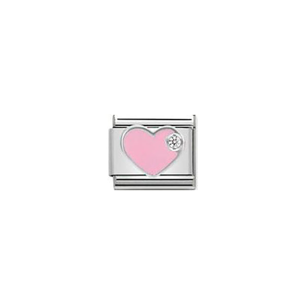 Composable Classic Simbols Stainless Steel, Enamel, 1 Cubic Zirconia and Sterling Silver - Pink Heart