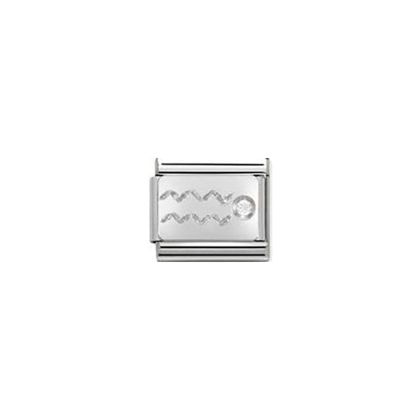 Composable Classic Zodiac Stainless Steel, Cubic Zirconia and Sterling Silver - Aquarius