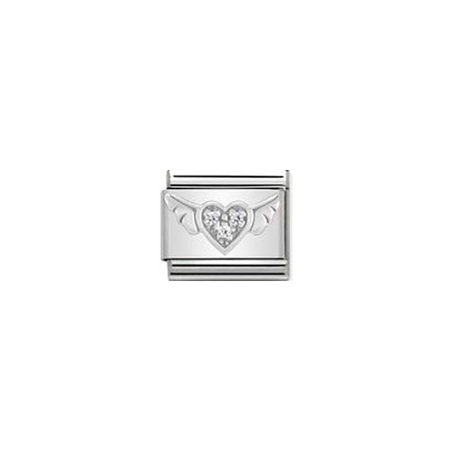 Composable Classic Symbols Steel, Cubic Zirconia and Sterling Silver - Flying Heart With Cz