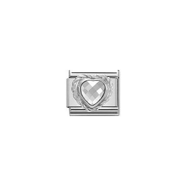 Composable Classic Heart Faceted Cz in Stainless Steel and Sterling Silver Twisted Setting - White