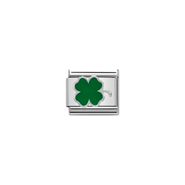 Composable Classic Symbols in Stainless Steel, Enamel and Sterling Silver - Green Clover
