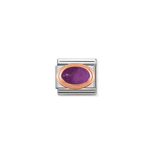 Composable Classic Oval Stones in Stainless Steel With 9K Rose Gold - Amethyst