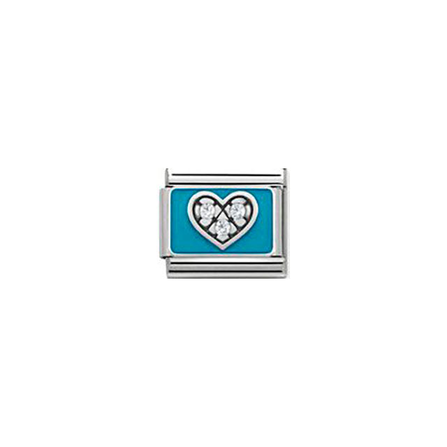 Composable Classic Simbols Stainless Steel, Enamel, Cubic Zirconia and Sterling Silver - Cz Heart Light Blue