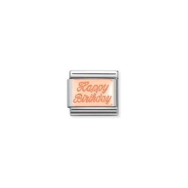 Composable Classic Plates in Stainless Steel With 9K Rose Gold - Happy Birthday