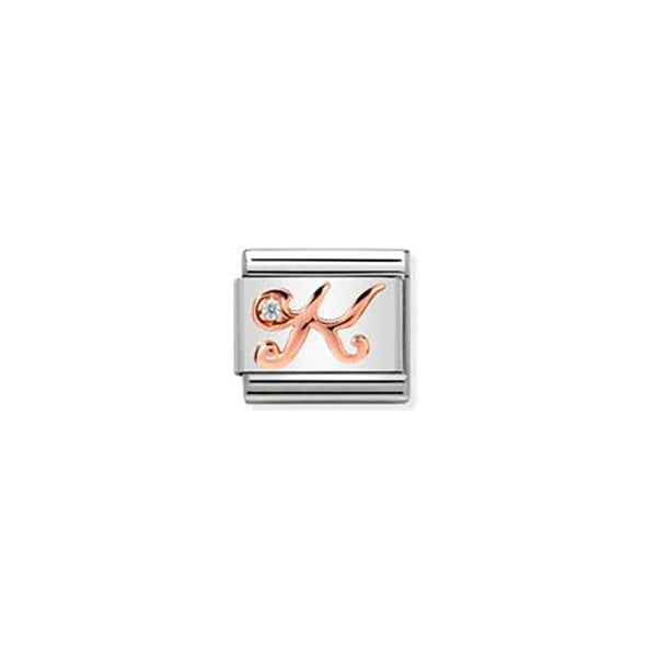 Composable Classic Letters Steel, Zircon and 9K Rose Gold - K