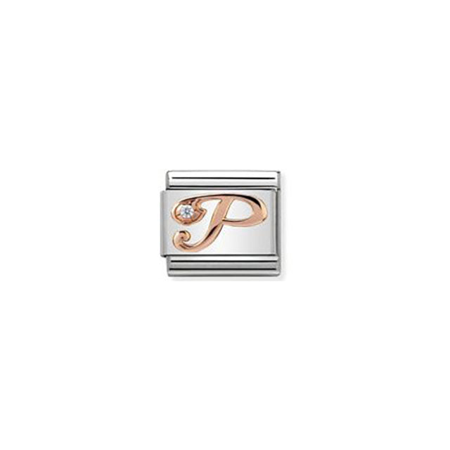 Composable Classic Letters Steel, Zircon and 9K Rose Gold - P