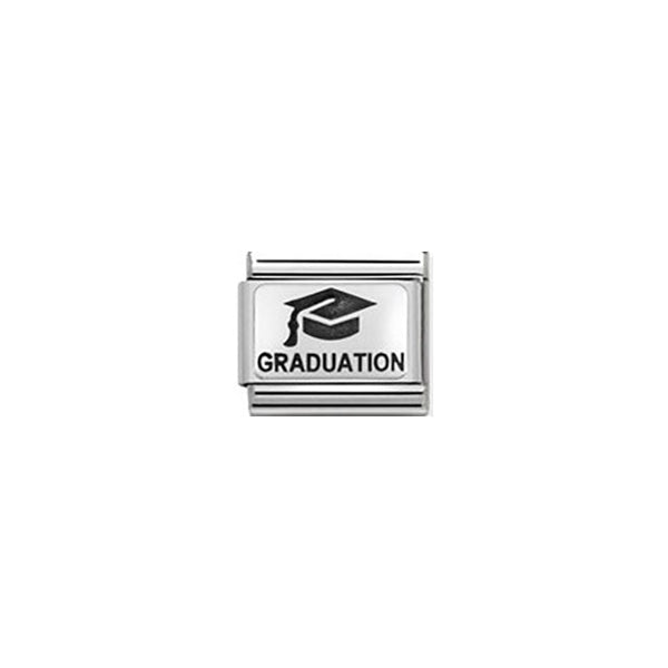 Composable Classic Plates 2 In Steel and Sterling Silver - Graduation With Hat