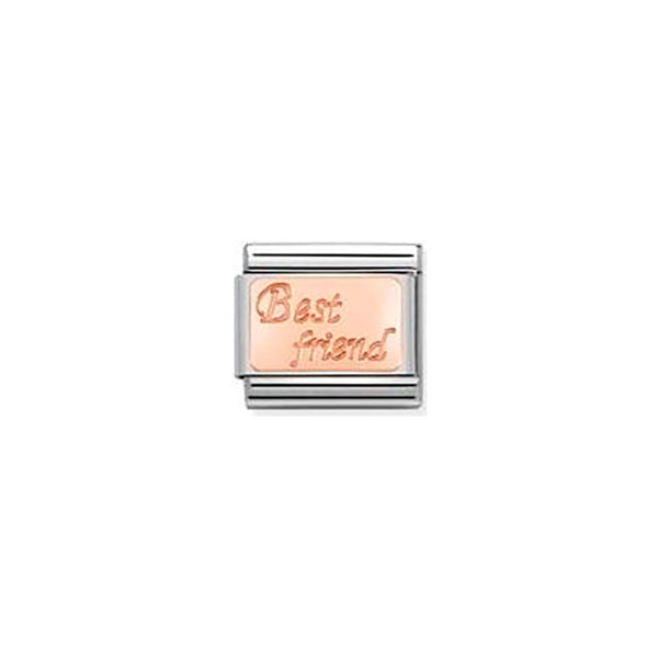 Composable Classic Engraved Writings Steel and 9K Rose Gold - Best Friend