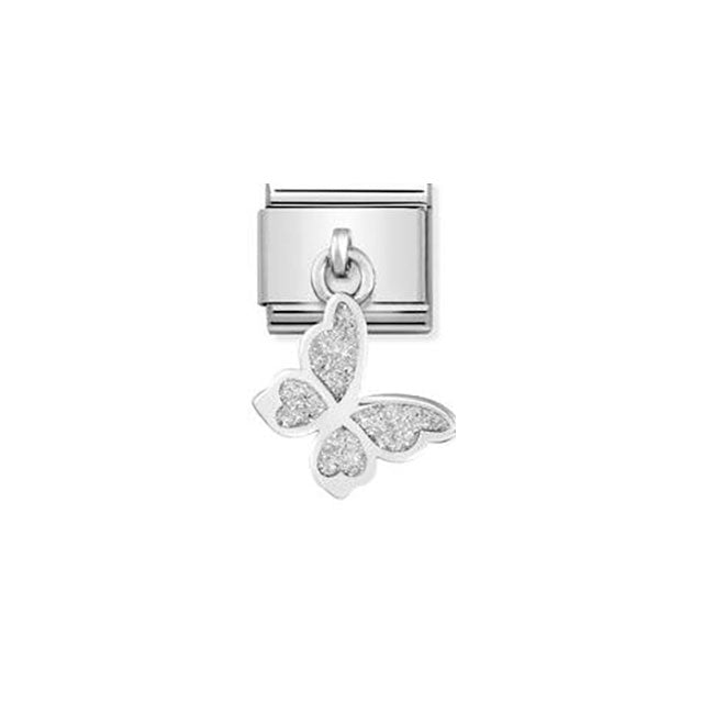 Composable Classic Charms Steel, Sterling Silver and Enamel - Glitter Butterfly