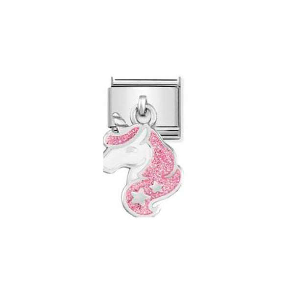 Composable Classic Charms Steel, Sterling Silver and Enamel - Unicorn