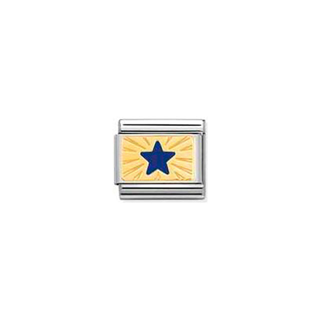 Composable Classic Plates Steel, Enamel and Bonded Yellow Gold - Star Blue