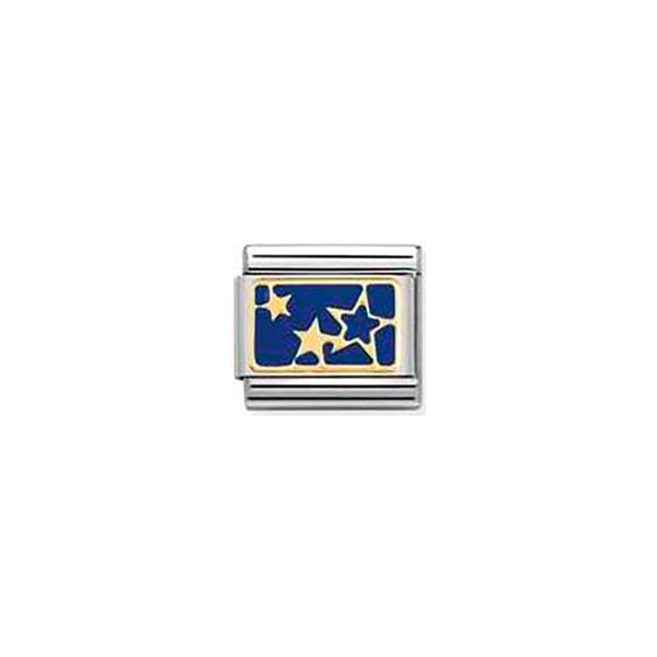 Composable Classic Plates Steel, Enamel and Bonded Yellow Gold - Stars Blue Plate