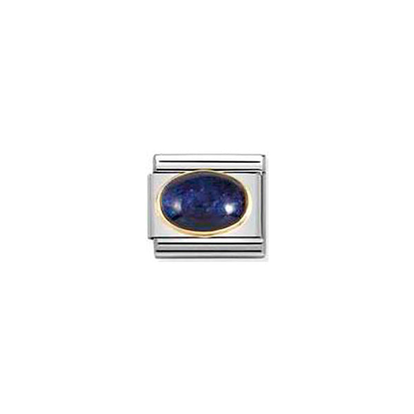 Composable Classic Stones Double in Stainless Steel With Bonded Yellow Gold - Agate Drusie Midnight Blue