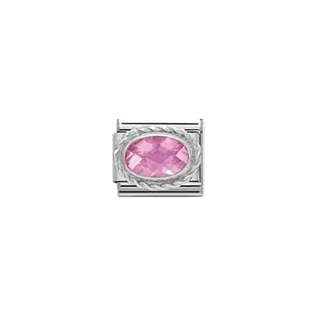 Composable Classic Faceted Cz in Stainless Steel With Sterling Silver Setting and Detail - Pink