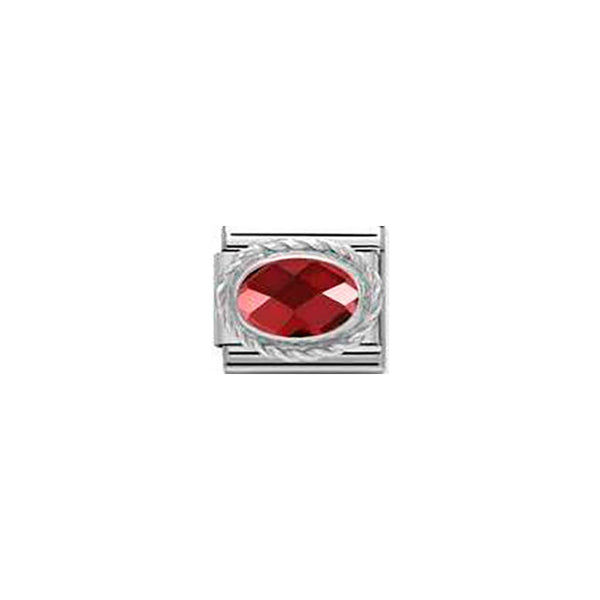 Composable Classic Faceted Cz in Stainless Steel With Sterling Silver Setting and Detail - Red