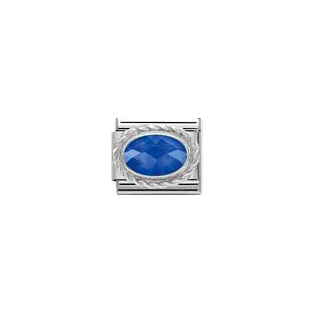 Composable Classic Faceted Cz in Stainless Steel With Sterling Silver Setting and Detail - Blue