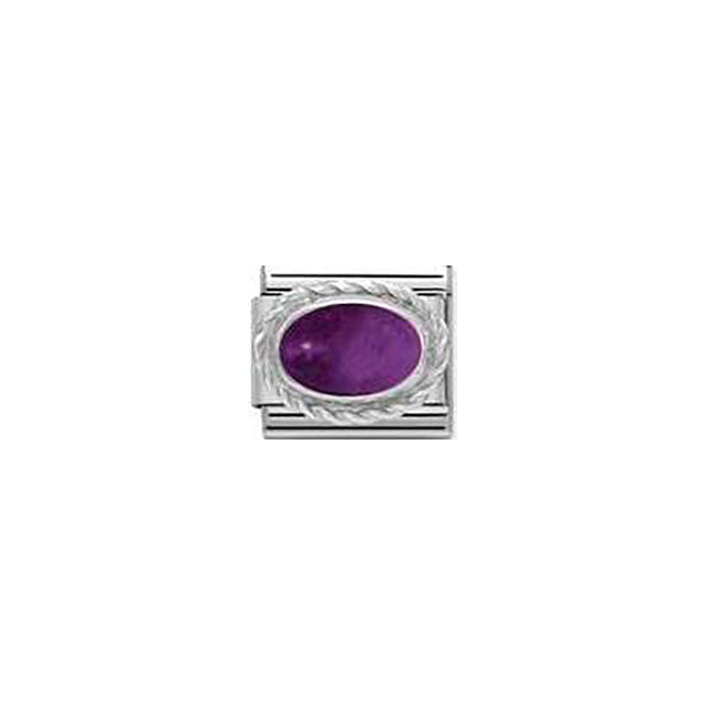 Composable Classic Stones in Stainless Steel With Sterling Silver Setting and Detail - Amethyst