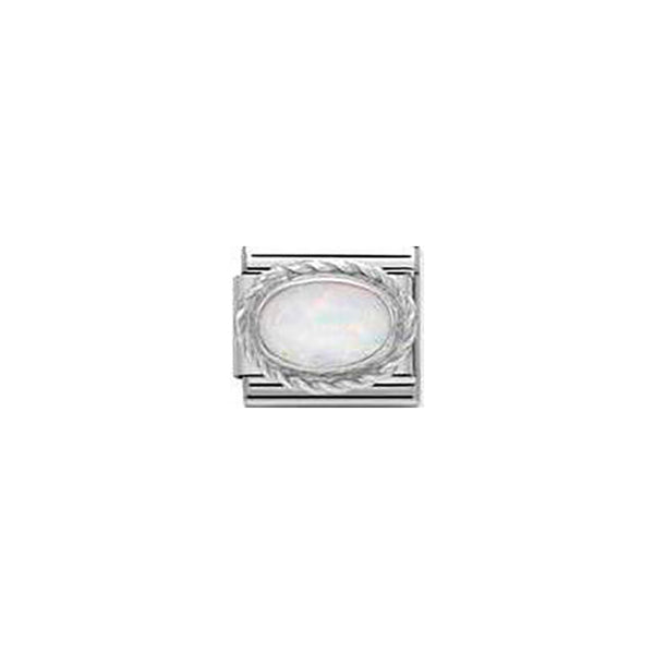 Composable Classic Hard Stones Stainless Steel, Rich Sterling Silver Setting - White Opal