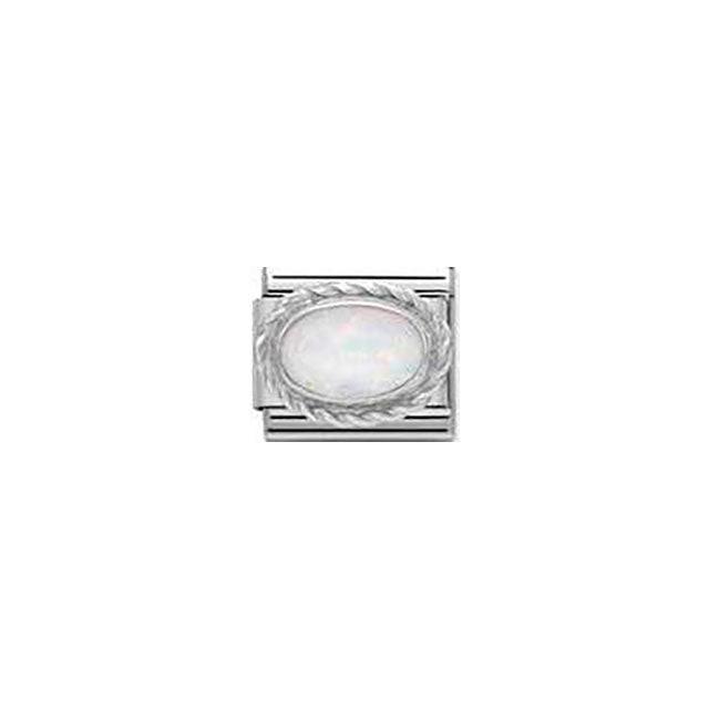 Composable Classic Hard Stones Stainless Steel, Rich Sterling Silver Setting - White Opal