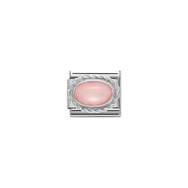 Composable Classic Hard Stones Stainless Steel, Rich Sterling Silver Setting - Pink Opal