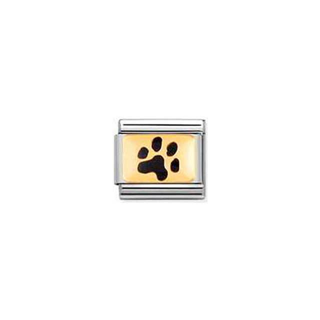 Composable Classic Plates Steel, Enamel and Bonded Yellow Gold - Paw Print