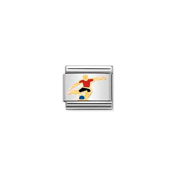 Composable Classic Sports 1 In Stainless Steel With Enamel and Bonded Yellow Gold - Soccer Player Red