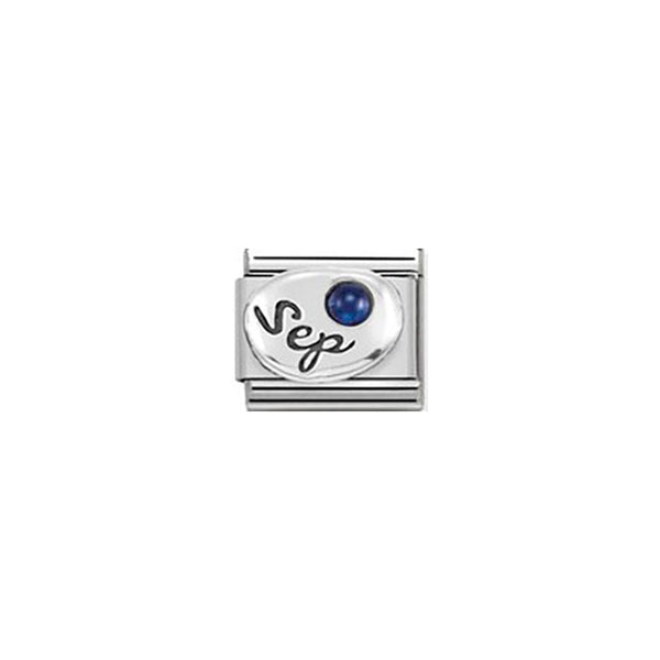 Composable Classic Symbols in Steel, Sterling Silver and Stones - September Sapphire