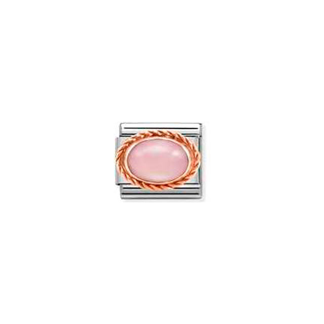 Composable Classic Rich Setting Stone in Steel and 9K Rose Gold - Pink Opal