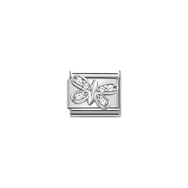 Composable Classic Symbols Steel, Cubic Zirconia and Sterling Silver - White Butterfly