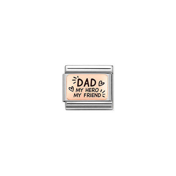 Composable Classic Plates Stainless Steel and 9K Rose Gold - 13_Dad My Hero My Friend)