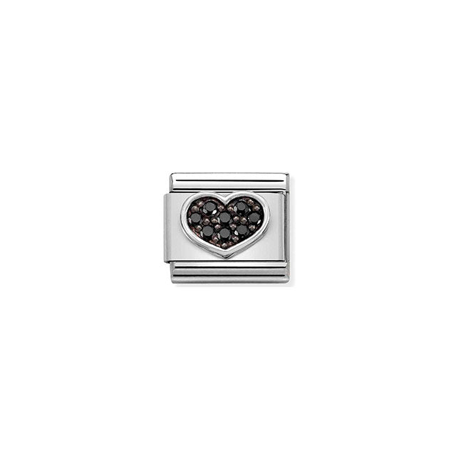 Composable Classic Symbols Ox Steel, Cz and Sterling Silver - Black Heart