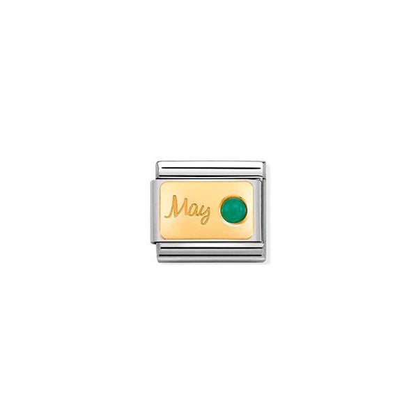 Composable Classic Month Stone in Steel, Stones and Bonded Yellow Gold - May Emerald