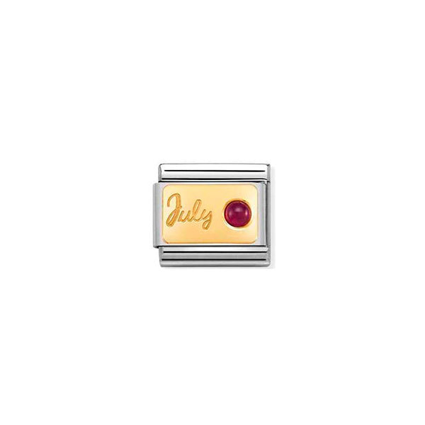 Composable Classic Month Stone in Steel, Stones and Bonded Yellow Gold - July Ruby