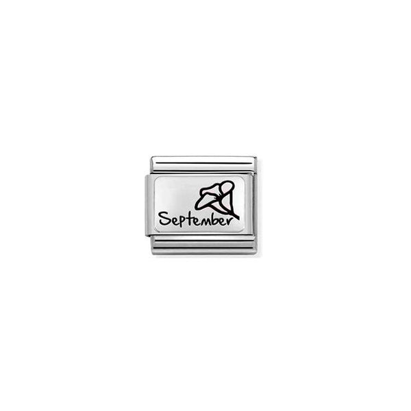 Composable Classic Month Flower Plates Stainless Steel and 925 Sterling Silver - September