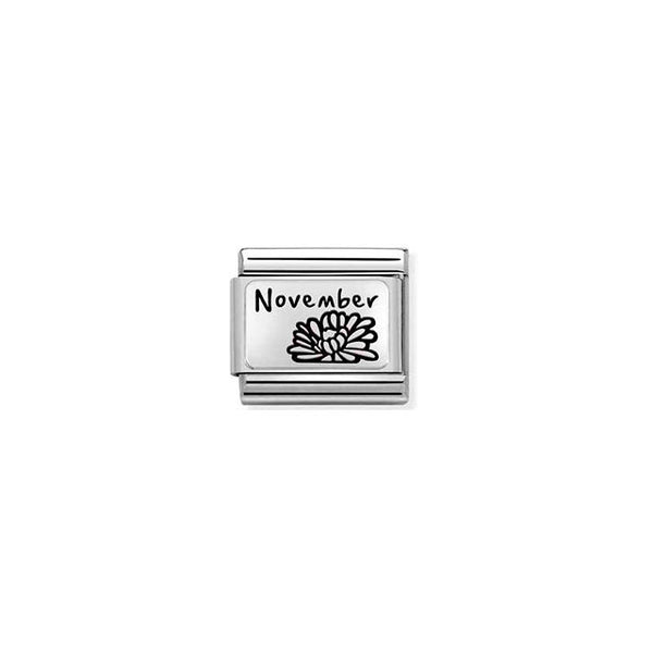 Composable Classic Month Flower Plates Stainless Steel and 925 Sterling Silver - November