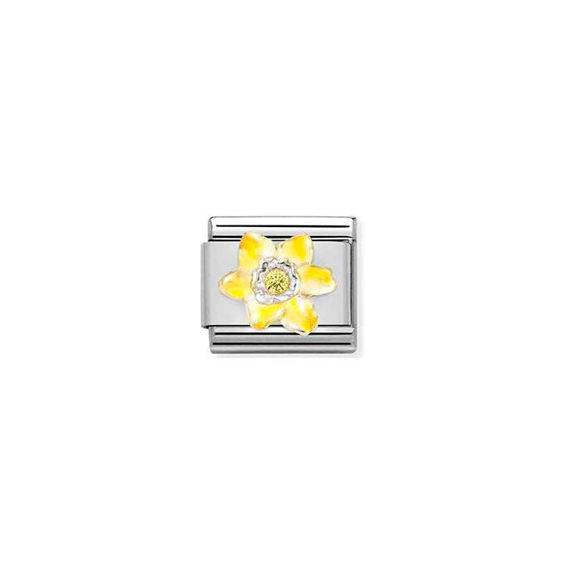 Composable Classic Simbols Stainless Steel, Enamel, Cubic Zirconia and Sterling Silver - Narcissus Yellow