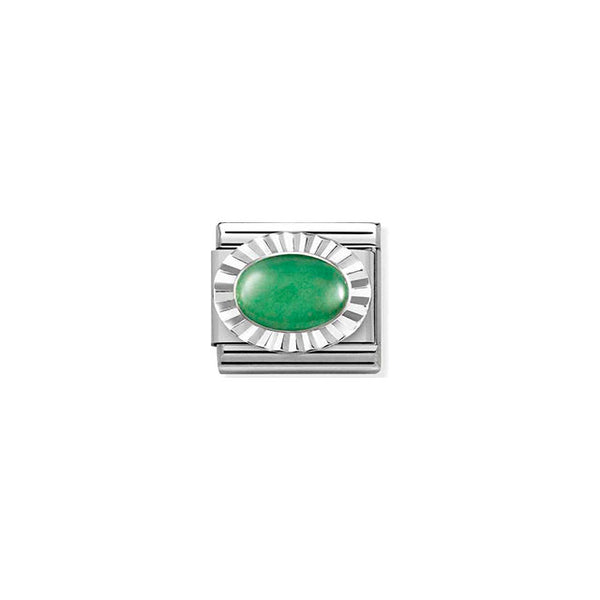 Composable Classic Stones, Steel, Diamond Oval Sterling Silver - Green Aventurine