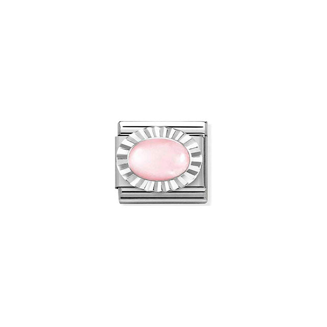 Composable Classic Stones, Steel, Diamond Oval Sterling Silver - Rose Quartz