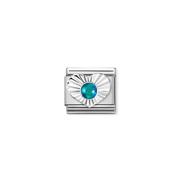 Composable Classic Stones, Steel, Diamond Heart Sterling Silver - Green Opal