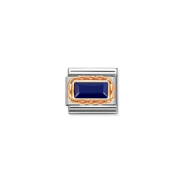 Composable Classic Baguette Stone With Rich Setting In Steel and Bonded Rose Gold - Lapis