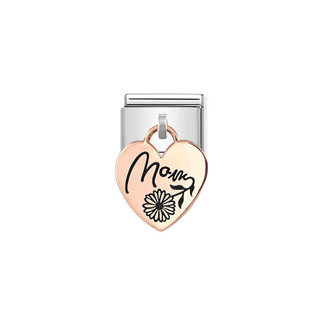 Composable Classic Charms Engraved Plates Stainless Steel and Bonded Rose Gold - Mom Heart