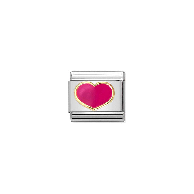 Composable Classic Love 2 Stainless Steel, Enamel and Bonded Yellow Gold - Fuchsia Heart