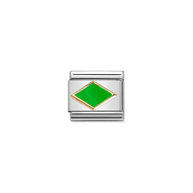 Composable Classic Symbols Steel, Enamel and Bonded Yellow Gold - Green Apple Rhombus