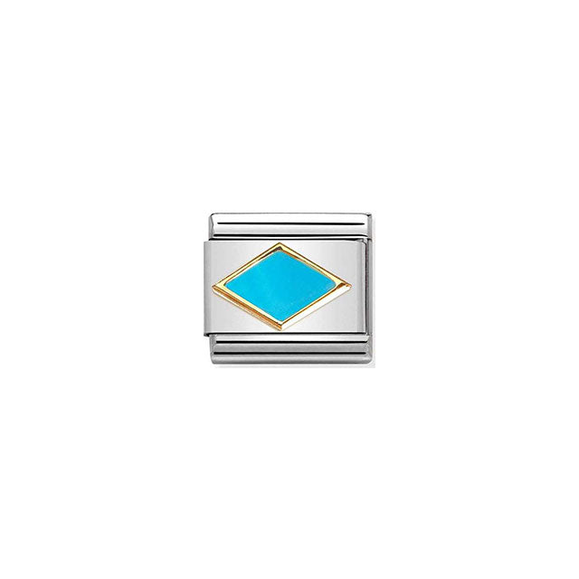 Composable Classic Symbols Steel, Enamel and Bonded Yellow Gold - Turquoise Rhombus