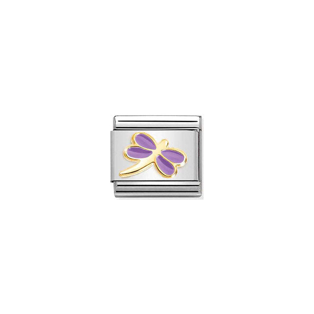 Composable Classic Symbols Steel, Enamel and Bonded Yellow Gold - Lilac Dragonfly