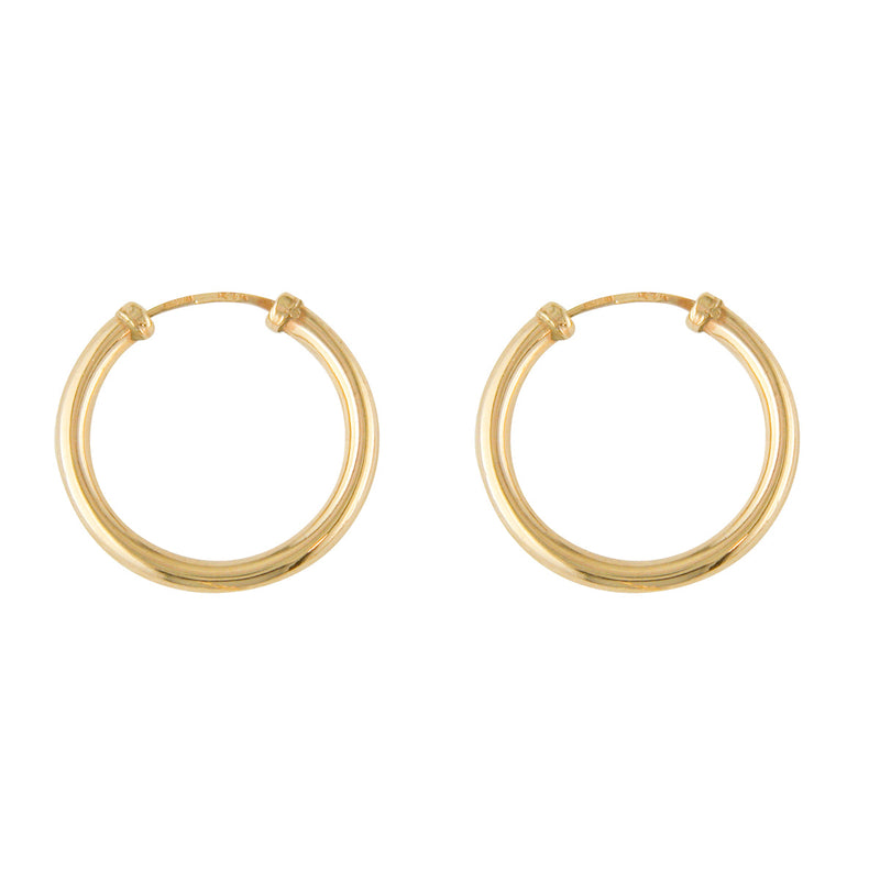 9ct Yellow Gold 18mm Round Sleeper Earrings