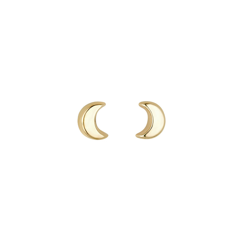 9ct Yellow Gold Moon Stud Earrings