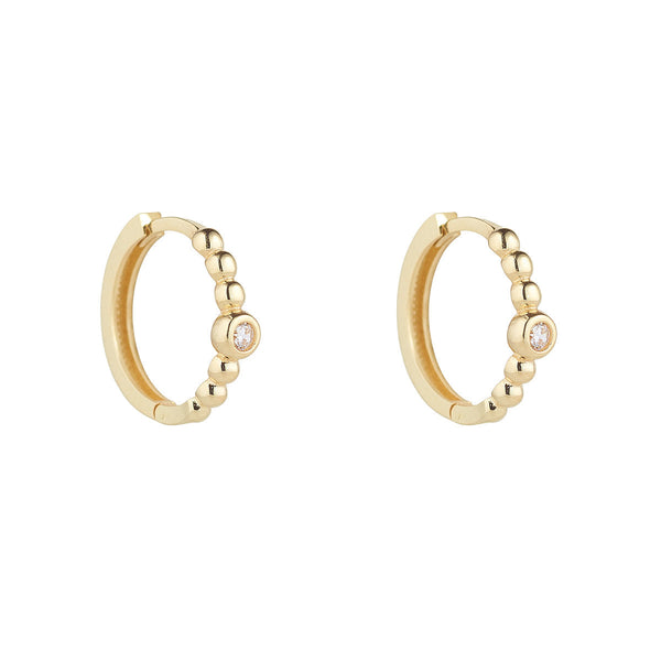 9ct Yellow Gold CZ Huggie Earrings