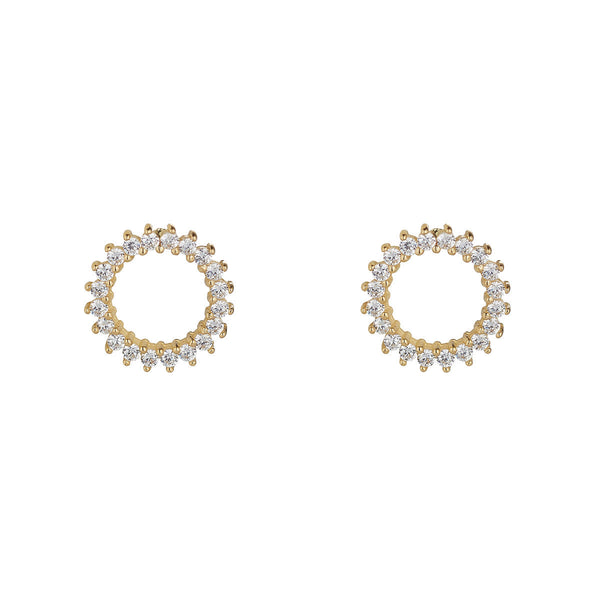 NJO Designs 9ct Yellow Gold CZ Open Circle Earrings